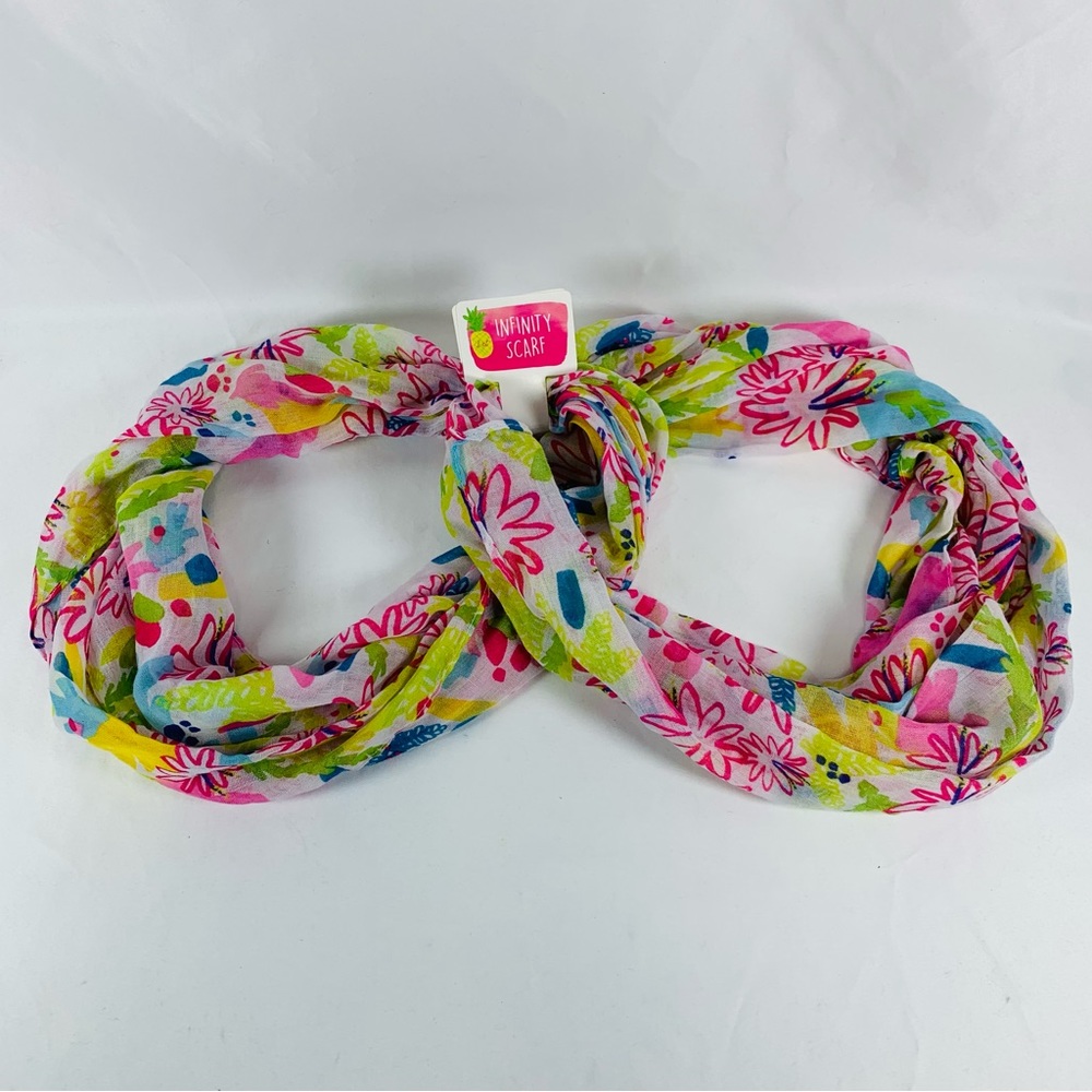 IQ Accessories Infinity Scarf - Women's Pink Lightweight Floral Neck Wrap Cover